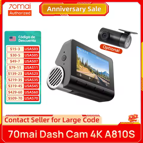 70mai 4K Dash Cam A810S IMX678 Sensor HDR Night Vision Supercapacitor Buffered Recording Support Par