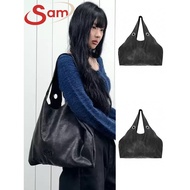 Korea Korea ASON hobo Tote Bag Retro Loose Feel Distressed Shopping Bag Large Capacity Commuter Lazy