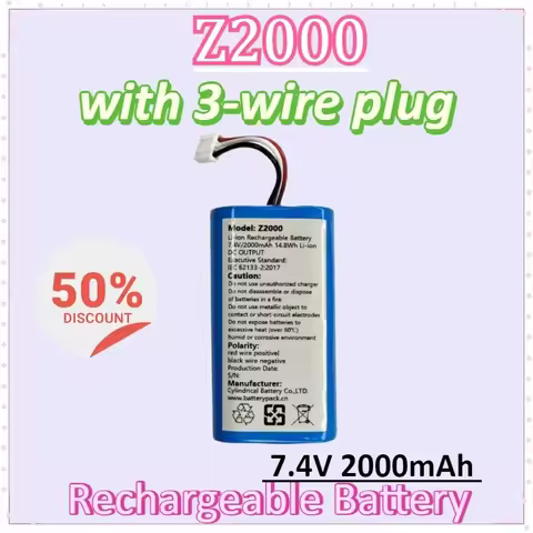 Z2000 7.4V 2000mAh 14.8Wh Li-ion Rechargeable Battery Pack with 3-wire plug Batteries