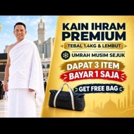 🔥Kain Ihram Lelaki Dewasa Premium Cotton Microfiber Lembut Tebal | Set Ehram Haji & Umrah | Kelengka
