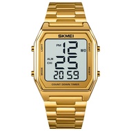 [ใหม่ล่าสุด] นาฬิกาข้อมือชาย หญิง SKMEI ดิจิตอล 2 ระบบ เข็มและดิจิตอล ตัวเรือนเหล็ก สีทอง Pink Gold [ส่งไว ส่งเร็ว]