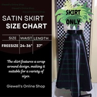 FILIPINIANA WRAP AROUND SATIN SKIRT BLACK - skirt only