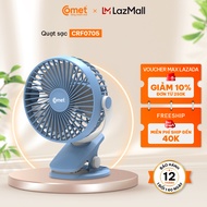 Quạt Sạc Kẹp Bàn Comet CRF0705 Giá nâng quạt và thân quạt đều có khả năng xoay 360 độ pin lên đến 18