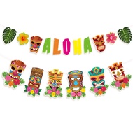 Waiii ALOHA Theme Holiday Party Decoration Banner Pull Flag Totem Mask Party Scene Layout 6612