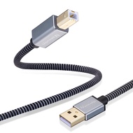 Printer Cable 2ft, USB Printer Nylon Braid Cord 2.0 Type A Male to B Male Cable Scanner Cord High Sp