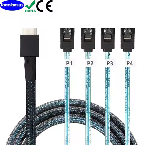 OcuLink PCIe PCI-Express SFF-8611 4i to 4X SATA 7P female straight SSD Data Active Cable 0.5m/1.0m