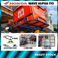 (HONDA Wave Alpha 110) RAPIDO Adjustable Rack/Monorack VRack/Food Delivery Box Besi Frame Rack