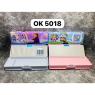 (PAP) OK 5018 Pencil BOX Magnetic Pencil Case Calculator Plus Sharpener Free Pencil Pencil Case/ wit
