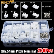 [DEMO3] 230Pcs 2.54mm Pitch Terminal, XH2.54 Housing Kit Pin Connector, Durable Male And Female 2p 3