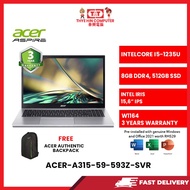 ACER-A315-59-593Z-SVR-INTELCOREI5-1235U,8GBR4,512GBSSD,INTELIRIS,15.6"IPS,W1164,3YRS,H&S