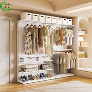 TT Closet Open Steel Shelves Checkroom Home Bedroom Clothes Rack Simple Shelves Iron Shoe Rack Metal