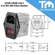 OTEM CW2B-10A-T C14 IEC EMI Filter Module with 10A Rating & Red Illuminated Rocker Switch