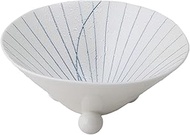 Hatsuyama Kiln YH-133-06 Medium Bowl, White, 4.5 x 2.2 inches (11.5 x 5.5 cm), (Strong) Blue Ichinen