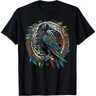 Viking Raven Pattern T-shirt,Odin's Midgard Thor Valhalla Design Black Casual T-shirt Women Clothing