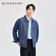 GIORDANO Men Denim jacket new style washed split multi-pocket trendy brand lapel denim jacket 010740