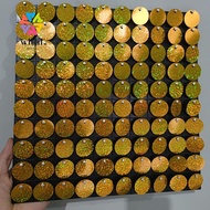 WITTII Sequin Panel Wall Decor, Round Glitter Sequin Backdrop,  Silver Gold PET Photo Backdrop Weddi