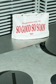 DUCKYBOY SO GOOD SO SOON TOTE (IVORY) กระเป๋าสะพายผ้า สีครีม (มีลายสกรีนหลายสี)