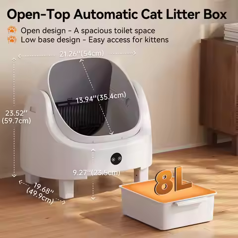 Aoxun Automatic Self Cleaning Litter Box White App Control Odor Control Safety Protection For Multip
