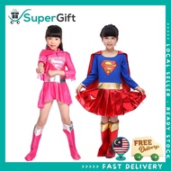 hot Kids Super girl Costume Superhero Costume Baju Kostum Perempuan Kanak-kanak