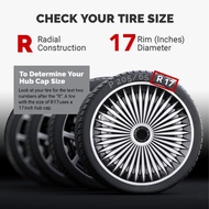 [TIE]4 Pcs 17in Hubcaps Stylish Look Wear Proof ABS Universal Fit Snap On R17 Wheel Rim Cover For Mo