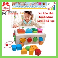 Drop Truck Toy Combined with Cube Drop Board on Wooden Bar