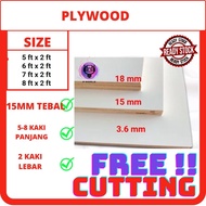 WHITE PLY WOOD- [15mm thickness ](5-8length x 2wide)ft Multipurpose Plywood Timber| Panel Papan Kayu