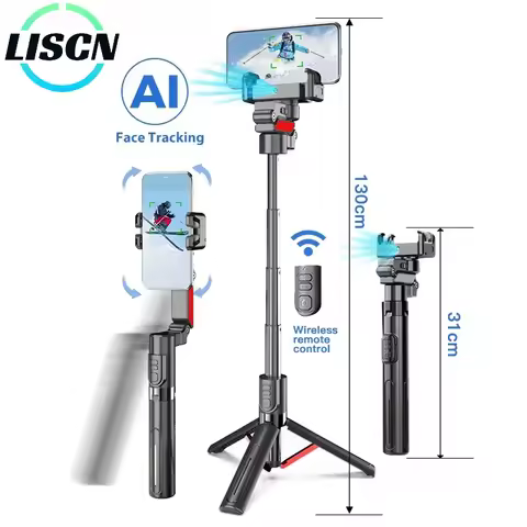 LISCN C16 C10 Handheld Gimbal Stabilizer Selfie Stick Tripod AI Facial Tracking Smart Stabilizer Wir
