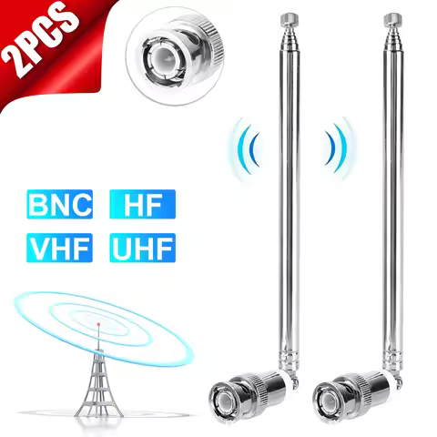 2Pcs BNC Antennas 25MHz - 1300MHz 7-Section Telescopic Antenna BNC Male Connector Antenna 740mm For 
