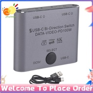Bi Directional USB C Switch Splitter 8K USB C Switcher KVM 8K 60Hz 4K 144Hz Video for Multiple Sourc