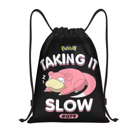 Pokemoned Slowpoke Taking It Slow Drawstring Backpack Sports Gym Bag String Sackpack for Working Out