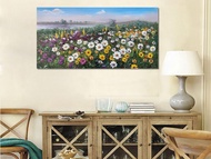 Arjun Flowers Canvas Wall Art Landscape Painting Modern Summer Nature Wildflowers Colorful Daisy 1PC