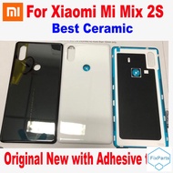 100% Original New Back Battery Cover Housing Door For Xiaomi Mix 2S mix2S Mi Mix 2S Phone Ceramic Lid Rear Case with Adhesive