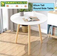 圓形邊桌（白色托盤床頭櫃客廳咖啡茶几）（易組裝床頭櫃）（直徑約50）（高約60cm）（不含安裝）