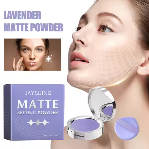 Jaysuing 10g Lavender Matte Set Makeup Powder Natural Waterproof Concealer Oil Control Lasting Makeu