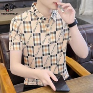 Men's Short Sleeved T-shirt Lapel Polo Shirt 2023 New Collar Top Korean Young and Middle-aged Bottoming Shirt