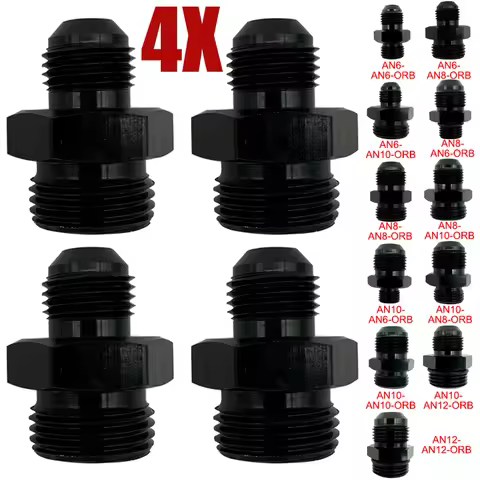 4X Fuel Line Hose Fitting Male Adapter ORB-6 ORB-8 ORB-10 ORB-12 O-Ring Boss To AN6 AN8 AN10 AN12 Al