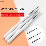 3pcs/Set French Acrylic Pen 3d Tip Drawing Thin Line For Nail Art Painting Tools Uv Gel Brush