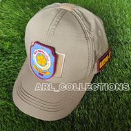 TOPI POL PP BDU VELCRO CREAM TAN PLUS 3 PATCH RUBBER/TOPI MODEL LOGO POL PP 3D TIMBUL