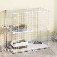 PetStern 🐱กรงแมว 2 ชั้น กรงแมวพับได้ ขนาด 75*39*73cm กรงแมวพร้อมบันได  กรงสัตว์เลี้ยง กรงแมวสองประตู Cat Cage