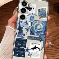 1 ชิ้น เคสโทรศัพท์ซิลิโคนนุ่มแข็งแกร่งลายมหาสมุทรสีน้ำเงิน ใช้กับไอโฟน, ออเนอร์, เรดมี, แกแลกซี่ A04