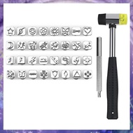 [P K A M] Leather Stamping Tools, with 1 Rubber Hammer, 1 Leather Punch Tools, Carving Tools