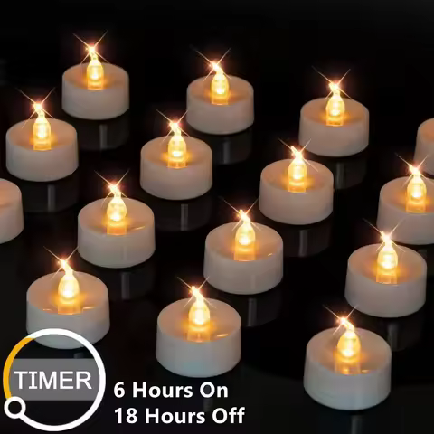Flameless TeaLights Candles with Cycle Automatically Timer 6 Hours On 18 Hours Off in 24 Hours LED T