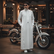 Khaleed Apparel - Thobe Jubah Fawaz Saudi Gamis Men's White Sultan Jubah Lelaki