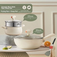 ASD | Non-Stick Ceramic Cookware Set for Frying Boiling Soup and Milk Compatible with Electric and G