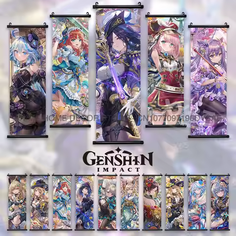 Genshin Impact Posters Kaedehara Kazuha Hanging Painting Sucrose Scrolls Picture Xiangling Wall Art 