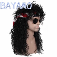 BAYAMO Halloween Party Cosplay Wig, Punk Fluffy 70s 80s Rockstar Wig, Curvy Long Mullet Wig