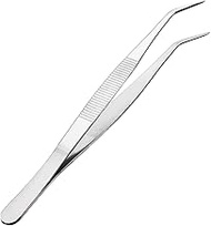 MMOBIEL Stainless Steel Tweezers 20cm / 8inch with curved 60 Degree Serrated Tip Professional Multi
