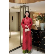 [LY LAN] Chu Diep embroidered long-sleeved straight organza ao dai, luxurious ao dai, wedding ao dai