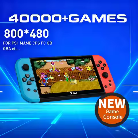 X80 retro handheld game console 7-inch high-definition screen portable game console with 10000 built