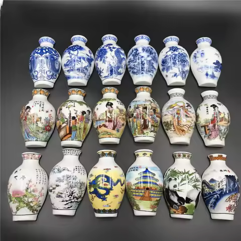 Chinese Blue and White Porcelain Vase Fridge Magnet Souvenir Painted Ceramic Crafts Fridge Magnet Se